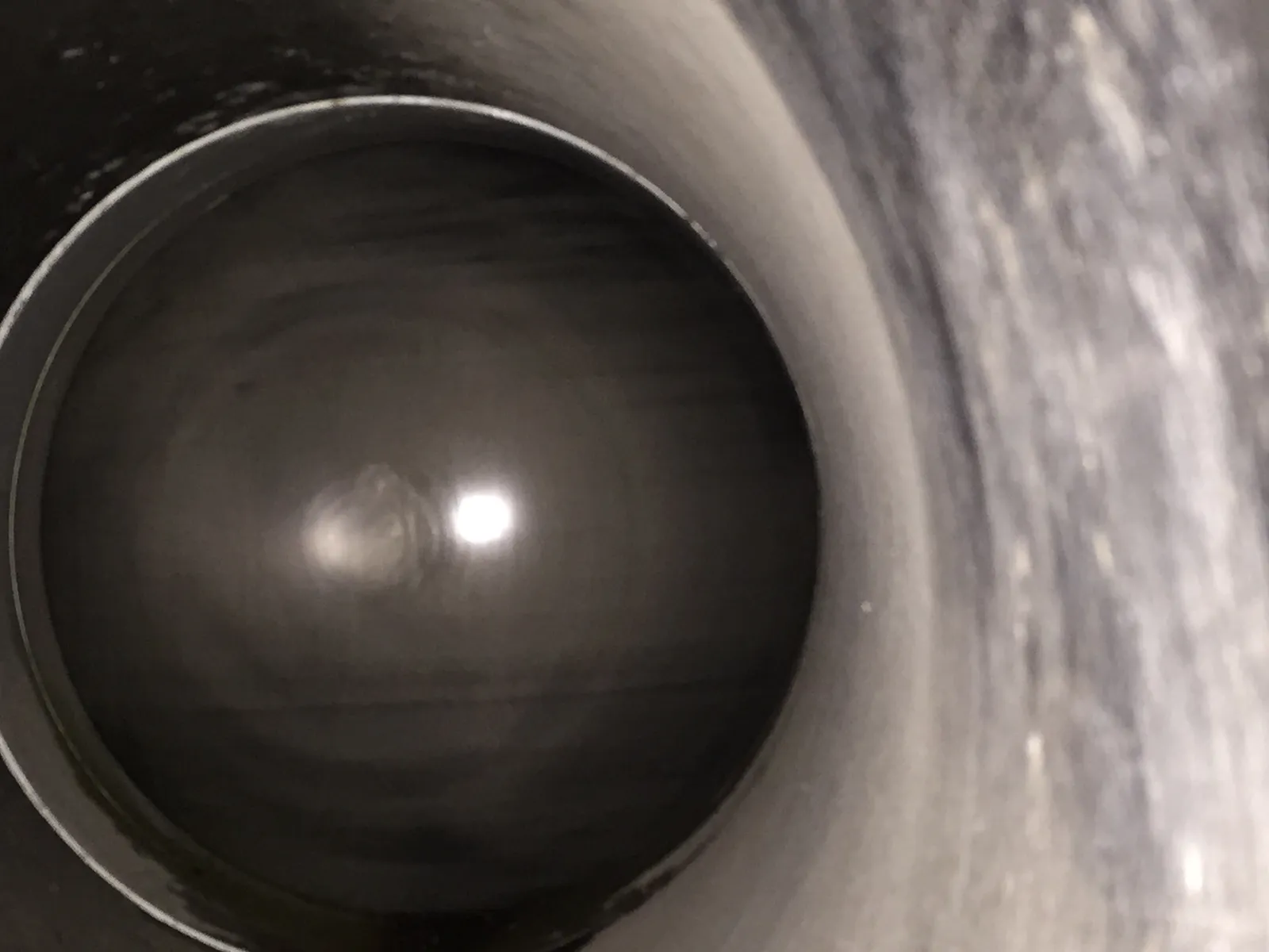 Trunnion valve ball hardfaced with tungsten carbide and Alloy 6, surface inspection