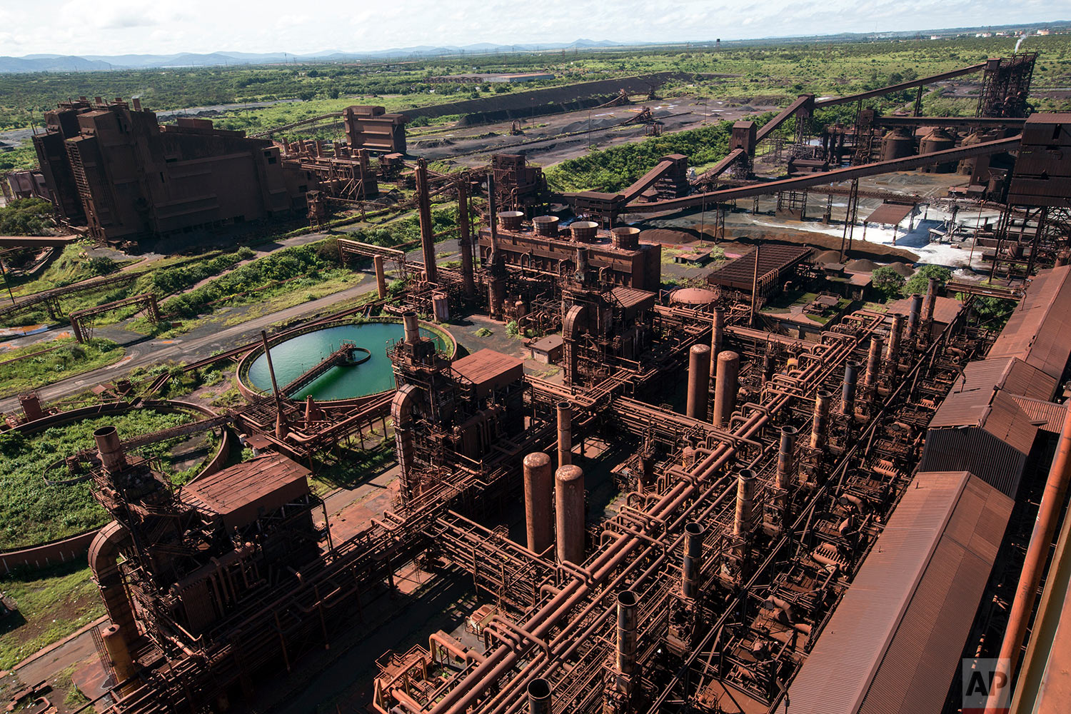 Aerial view of the Orinoco Iron briquette plant in Ciudad Guayana, Venezuela