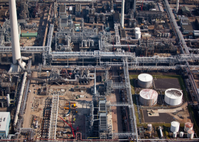 Aerial View of Oil Refinery Complex